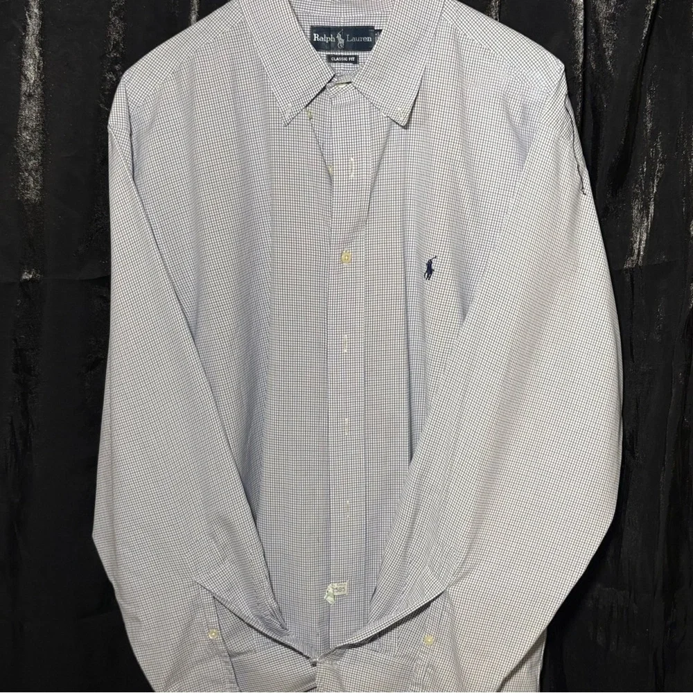 2/$20  Ralph Lauren Blue Dress Shirt Classic Gingham - Picture 4 of 10